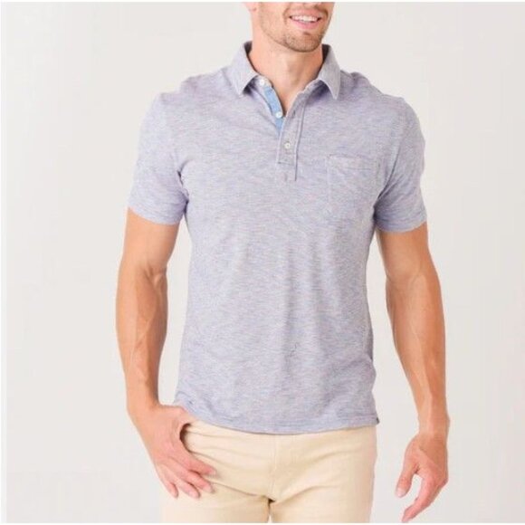 Faherty Other - Faherty Short Sleeve Indigo Polo Shirt in Red Sun Striped Size X-Large